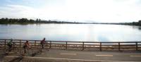 Pedalling along the Ashuapmushan River, Saguenay–Lac Saint-Jean