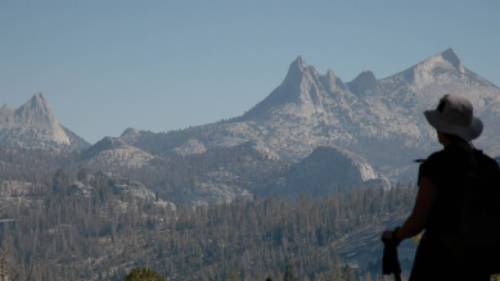 Hiking above the John Muir trail in California's High Sierra