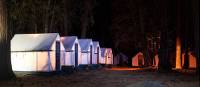 Tent cabin accommodation in Yosemite National Park at night | Curry House Yosemite National Park